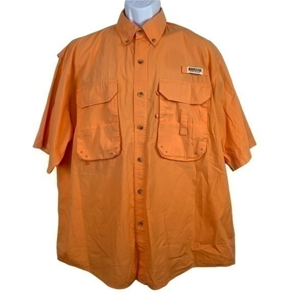 Magellan Outdoor Men Fishing Shirt Orange Sz XL